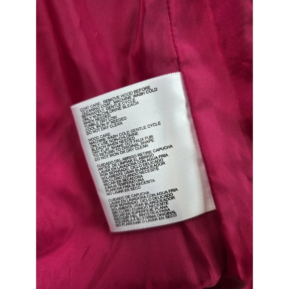 Michael‎ Kors Puffer Jacket Girls 5/6 Pink Faux Fur Removable Hood Coat